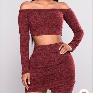2 piece burgundy set